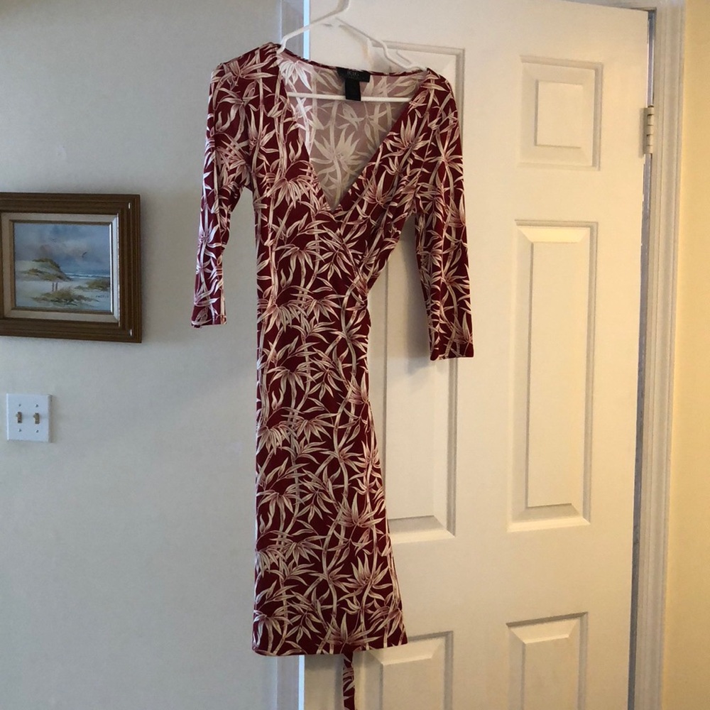 Gorgeous palm print BCBG wrap dress